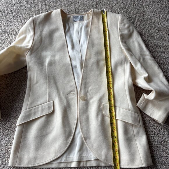 Miss Pendleton 100% Virgin Wool Suit Vintage Academia Skirt Blazer Set 10 Ivory - Picture 9 of 16